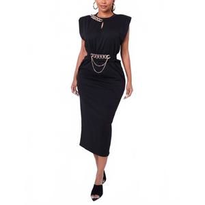 NEW MAGNOLIA FASHION link up midi dress in black
